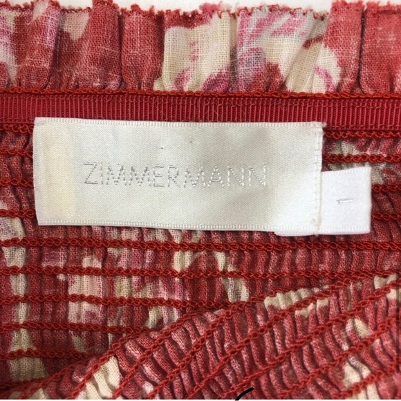 Zimmerman Corsair floral linen cotton floral off shoulder dress Size 6 - Picture 5 of 11